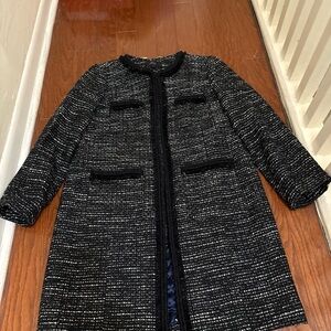 J.Crew Lurex Lady Coat | Black Silver‎ Tweed | Chanel-Style | Size 10
